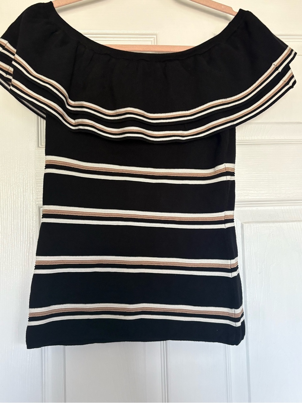 White House Black Market Black Ribbed Knit Top